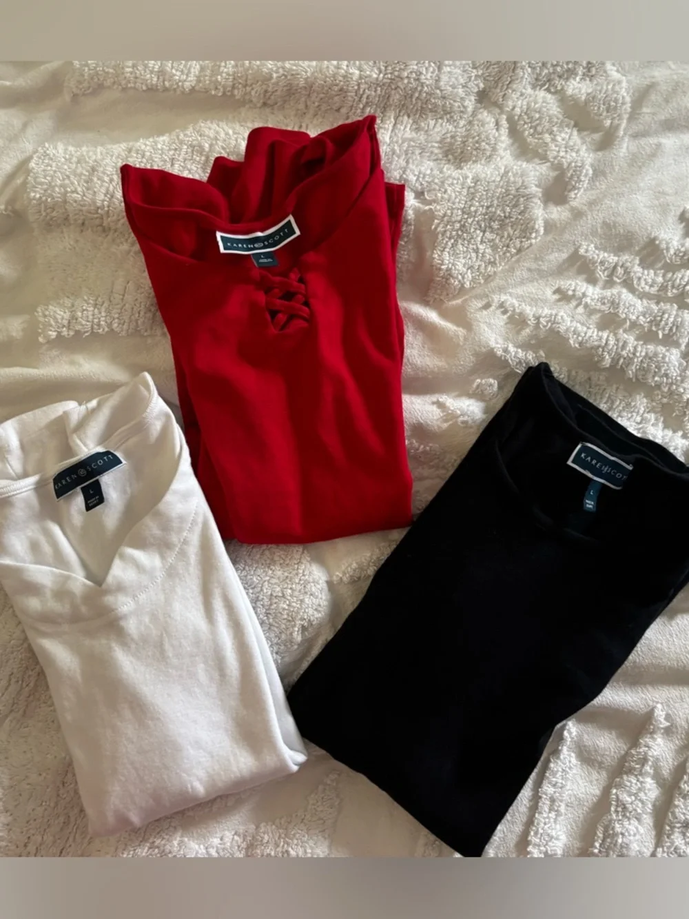 Karen Scott Sleeveless Knit Tanks in Red, White & Black - Set of 3 - Picture 16 of 16